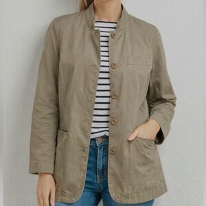 Eddie Bauer Field Safari Cargo Travel Jacket 100% Cotton Khaki